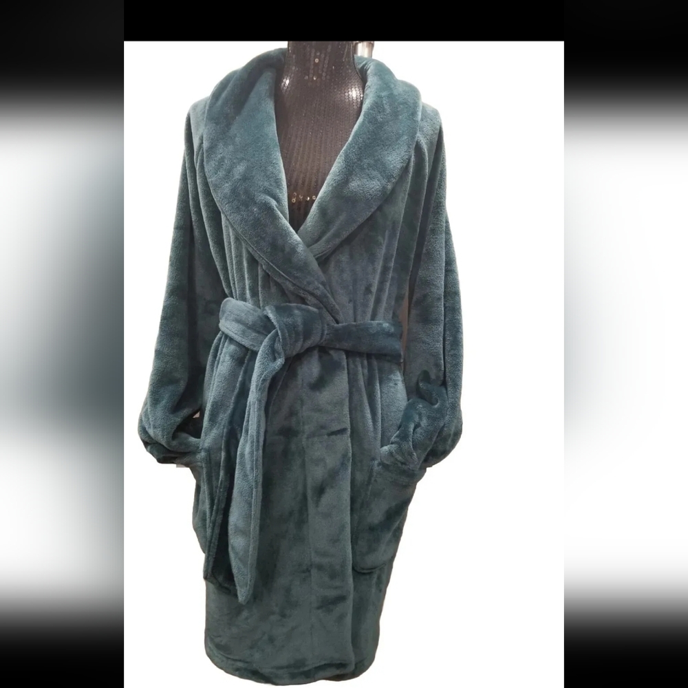 NWT! Victorias Secret Cozy Green Short Robe Super Soft XS/S - Picture 5 of 14